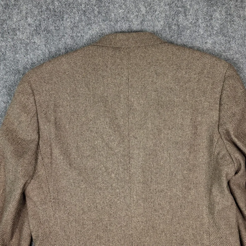 Adolfo Blazer Mens 44L Brown Herringbone Tweed Lambswool Sport Coat‎ Classic Vtg